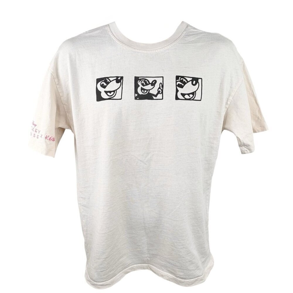 Mickey Mouse x Keith Haring Short Sleeve Graphic Double Sided T Ivory Men’s XS